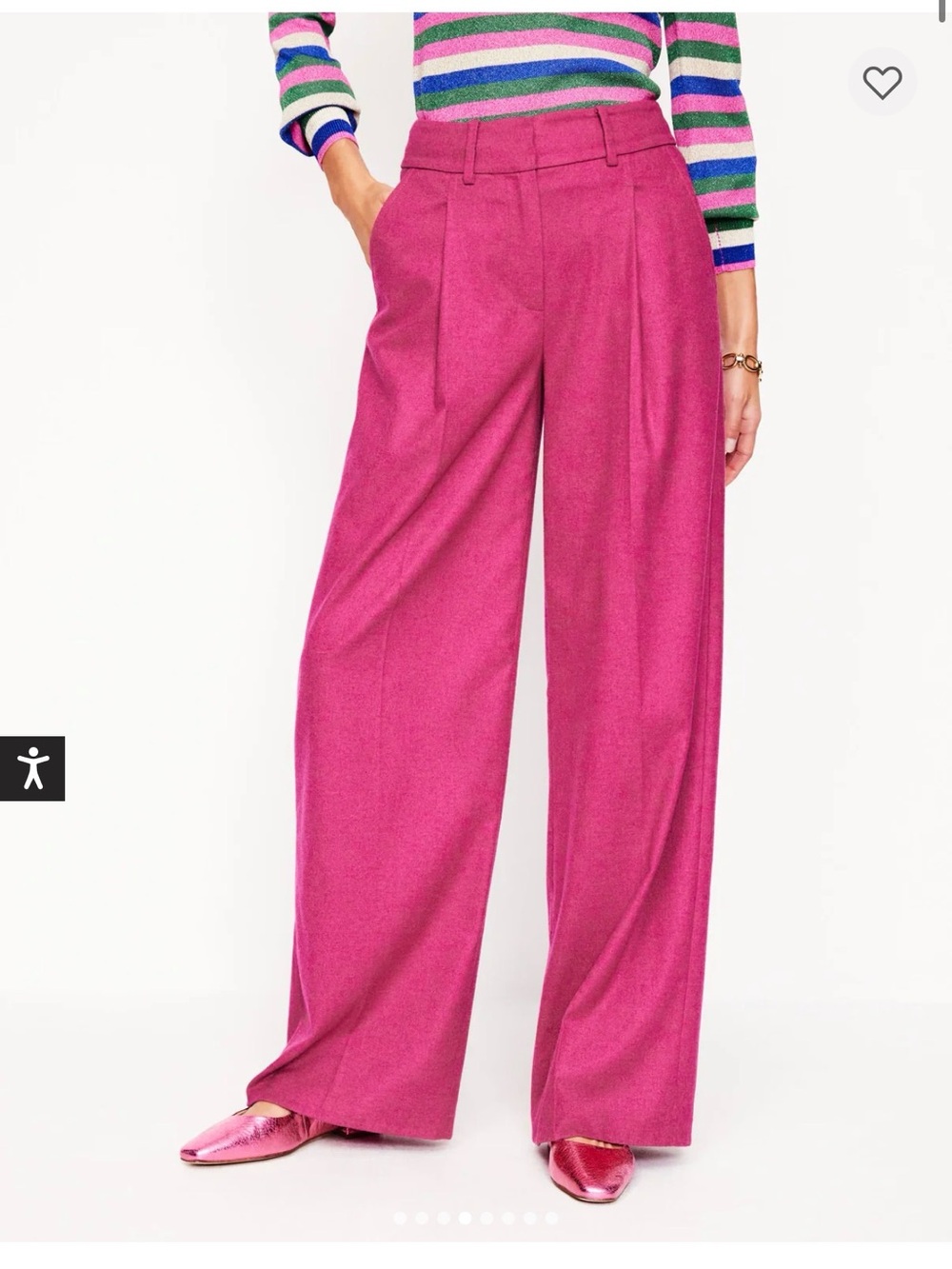 Boden Chiswick Wool Blend Trousers Pink Wide Leg High Rise Petite US 4P